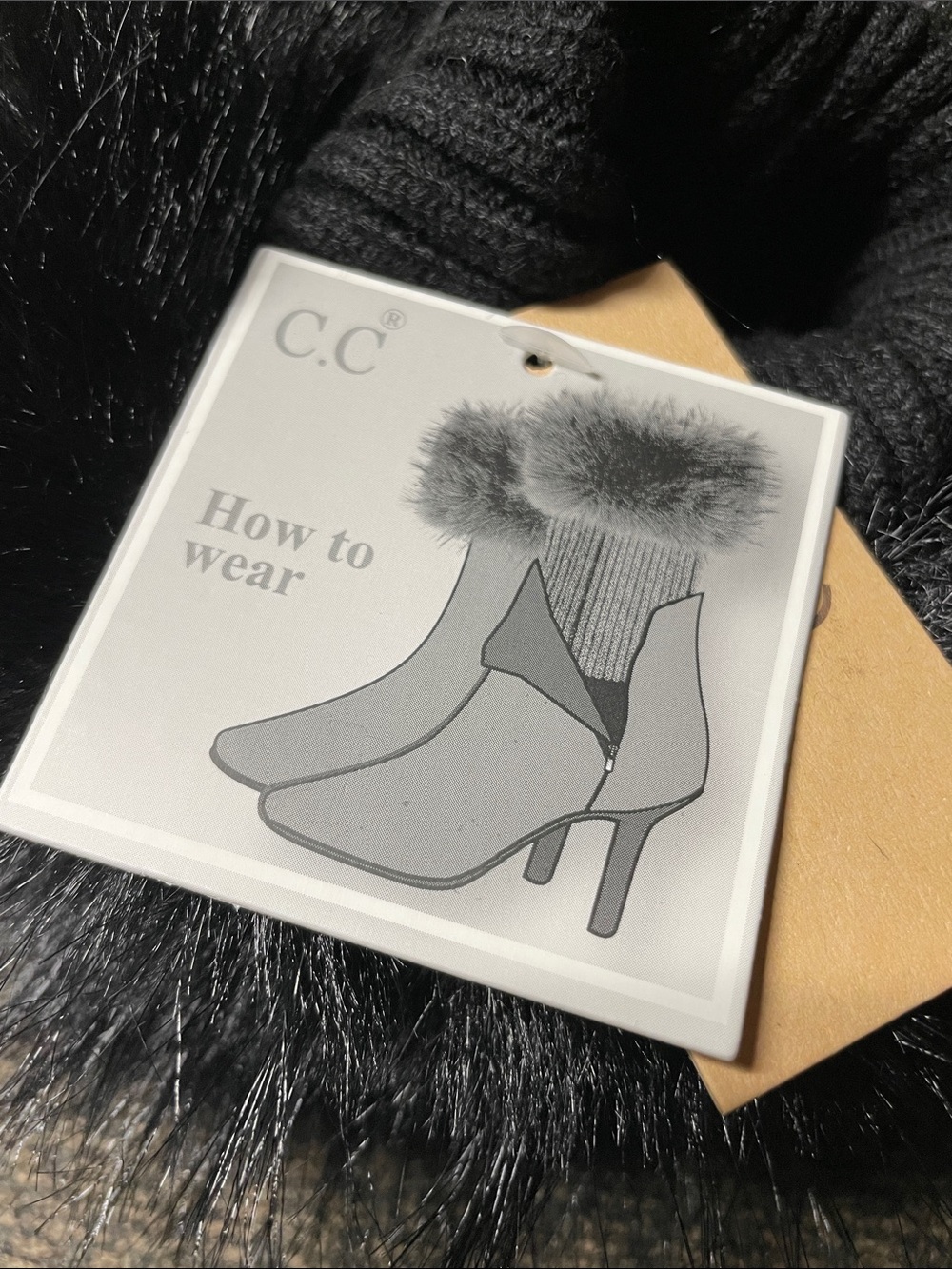 C.C Black Faux Fur Boot Cuff Accessory. NWT